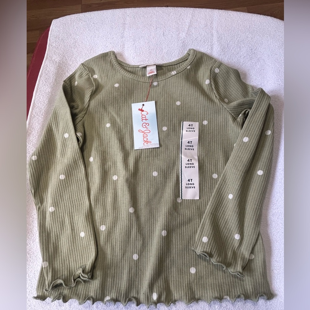 Cat & Jack Olive Long Sleeve with White Dots